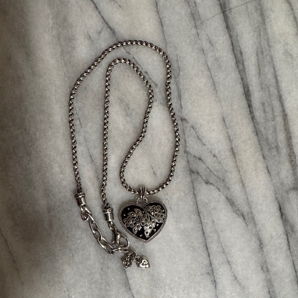 Brighton Jewelry - Brighton Silver Heart Necklace with Floral Design
